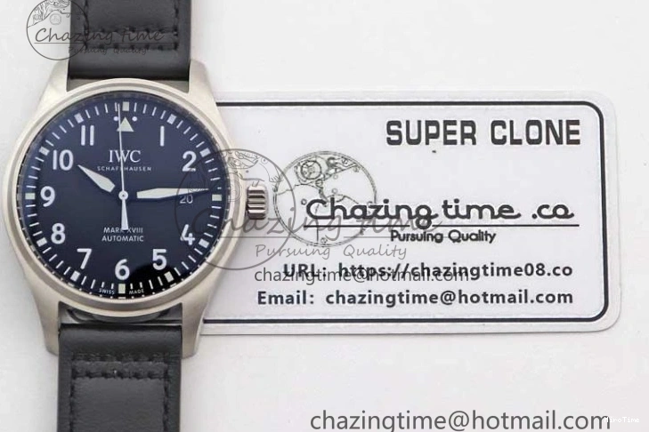 MIROTIME 0122 Vibrant Mark XVIII IW327001 SS M+F 1:1 Best Edition Black Dial on Black Leather Strap A 7055